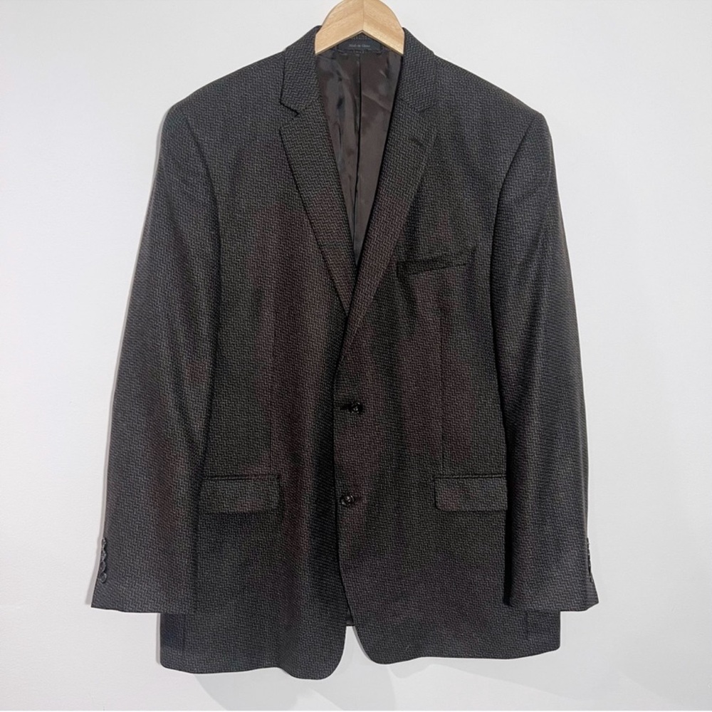 Joseph Abboud Mens Silk/Wool Blazer Sport Coat Two Button‎ In Brown Size 46 Long